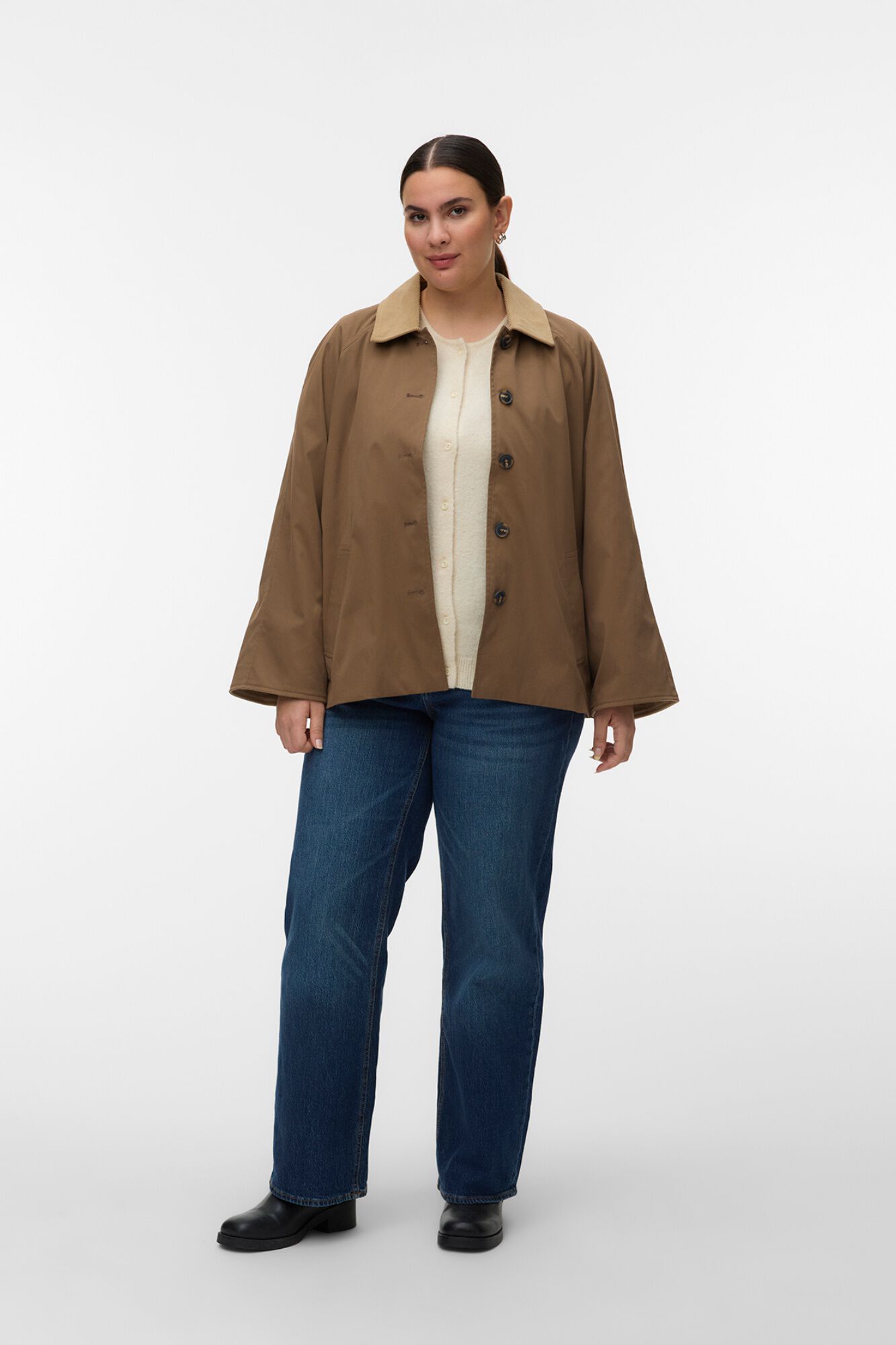 Vero Moda Curve Casaco gola de contraste tamanho grande