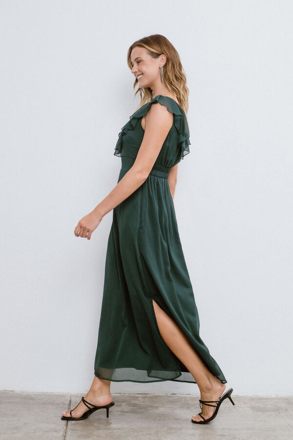 Vila Vestido de festa longo em chiffon Verde