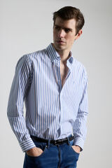 PuroEGO Camisa casual de algod&atilde;o riscas Azul