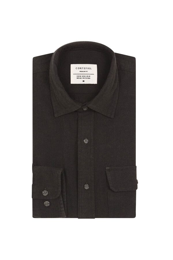Cortefiel Camisa lisa de flanela Verde
