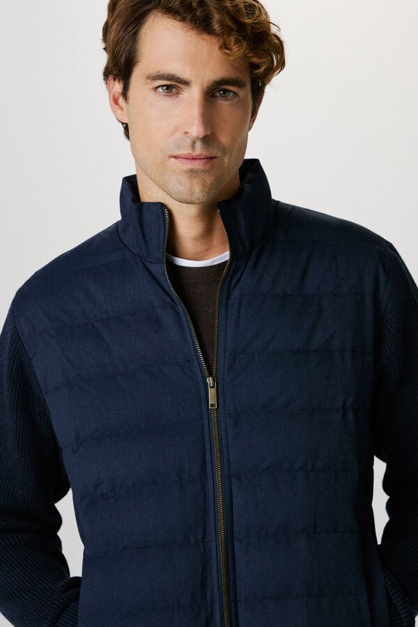 Selected Casaco curto acolchoado em contraste. Azul