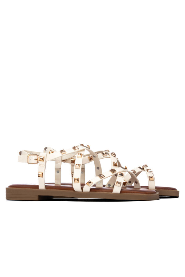 XTI Sandalia estilo romana con tachuelas Marfil