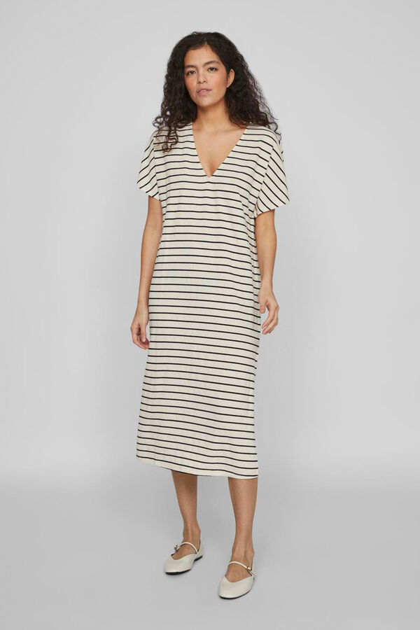 Vila Vestido midi de manga corta Gris