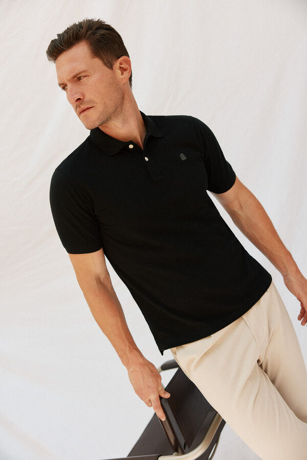 Cortefiel Polo b&aacute;sico piqu&eacute; Preto