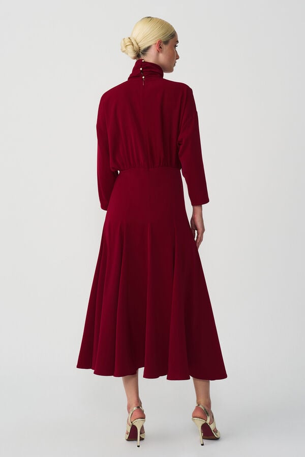 Cupl&eacute; Vestido largo evas&eacute; Estampado granate