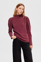 Selected Femme Sudadera de cuello alto y mangas abullonadas confeccionada con Tencel Lila