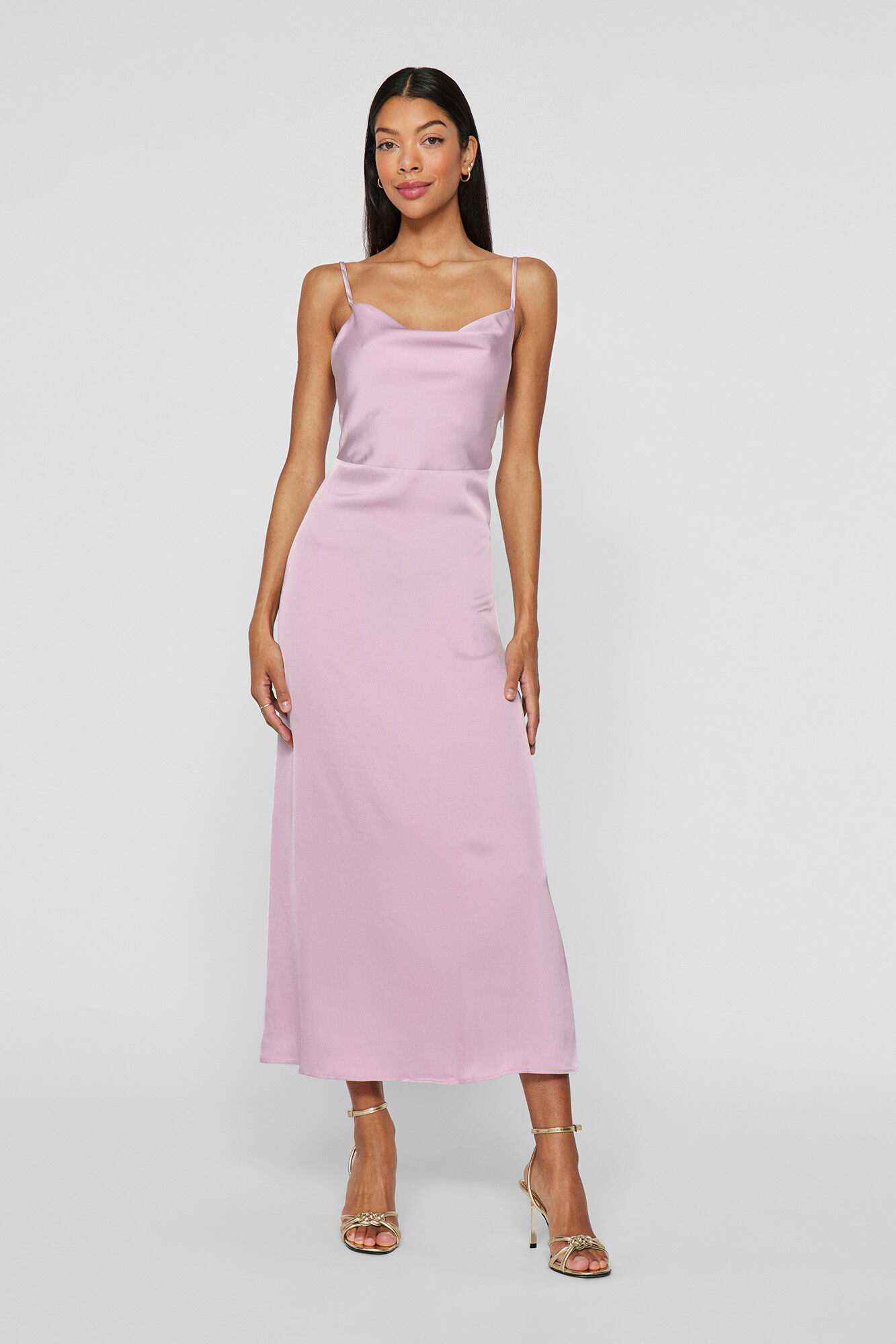 Vila Vestido midi satinado de fiesta