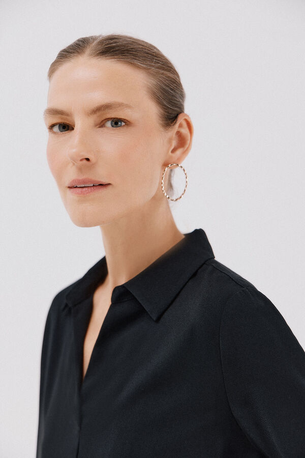 Cortefiel Camisa pliegue Negro