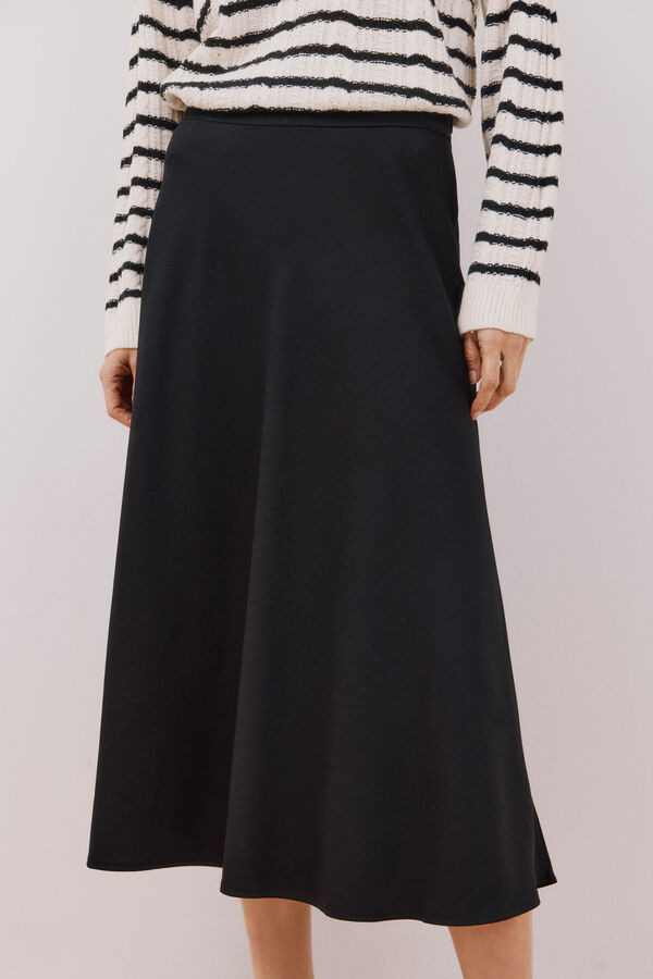 Cortefiel Falda midi capa Negro