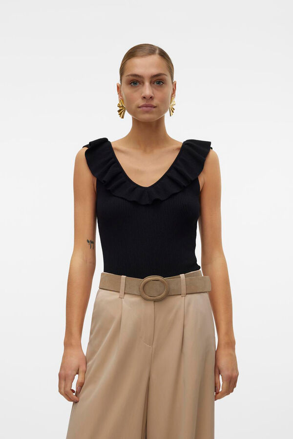 Vero Moda Top escote con volante Negro