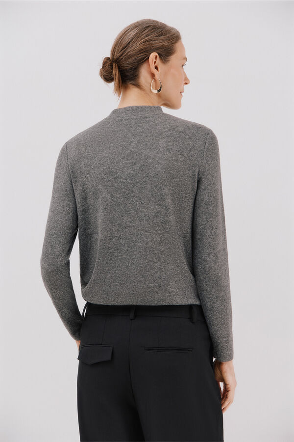 Cortefiel Camiseta b&aacute;sica cuello perkins Gris