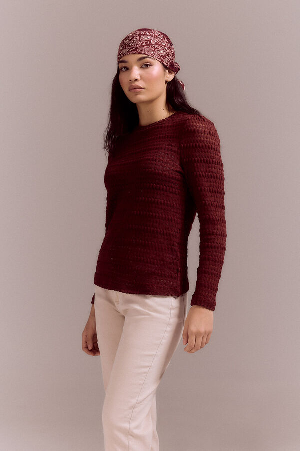 Slowlove Top de punto estructura con manga abullonada Naranja