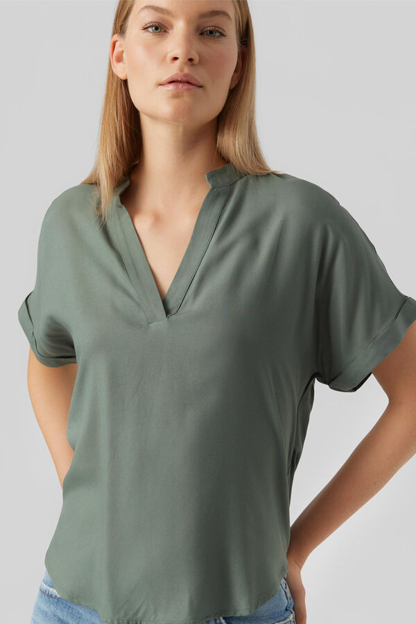 Vero Moda  Top b&aacute;sico de manga curta Verde