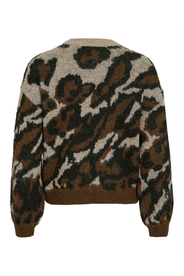 Vila Jersey de punto jacquard con lana Marr&oacute;n