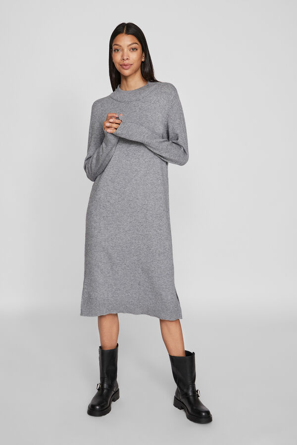 Vila Vestido de punto con viscosa Gris