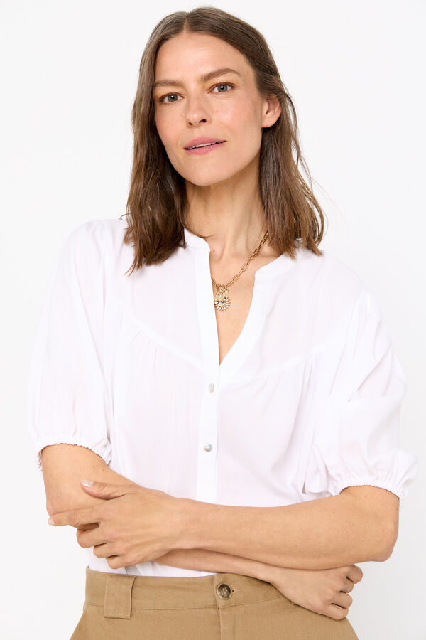 Cortefiel Blusa estampada de manga curta Branco