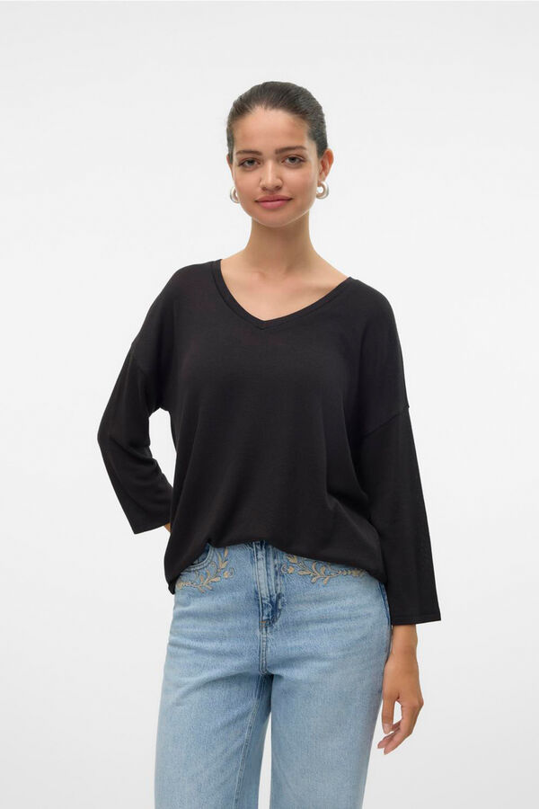 Vero Moda Jersey de punto fino manga francesa Negro