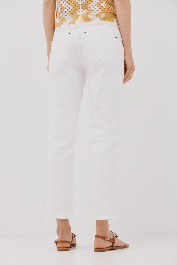 Cortefiel Jeans recto crop Blanco