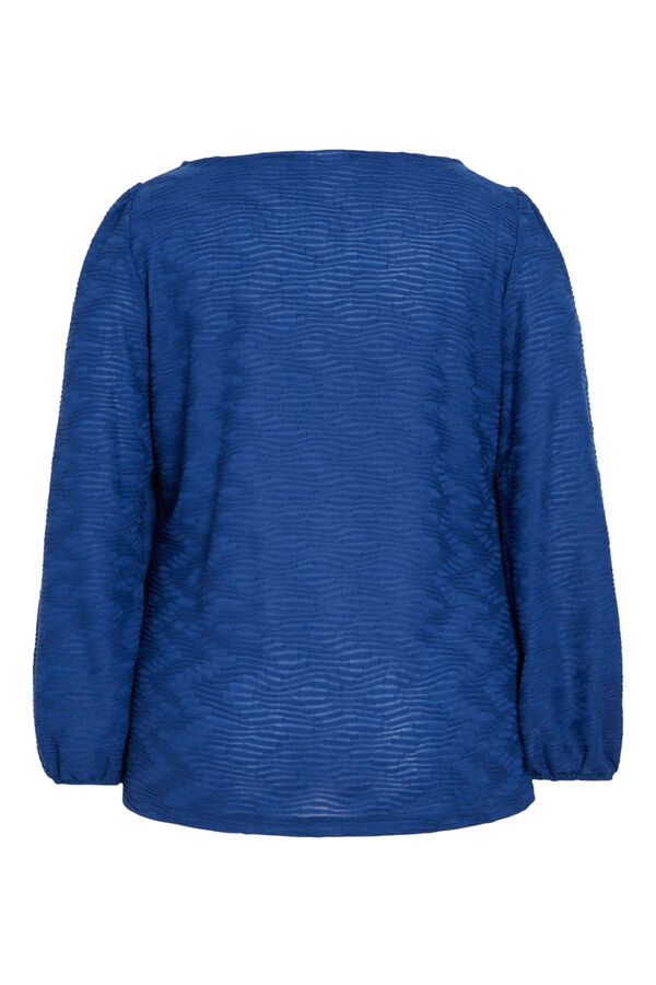 Evoked by Vila Top manga larga curvy Azul marino