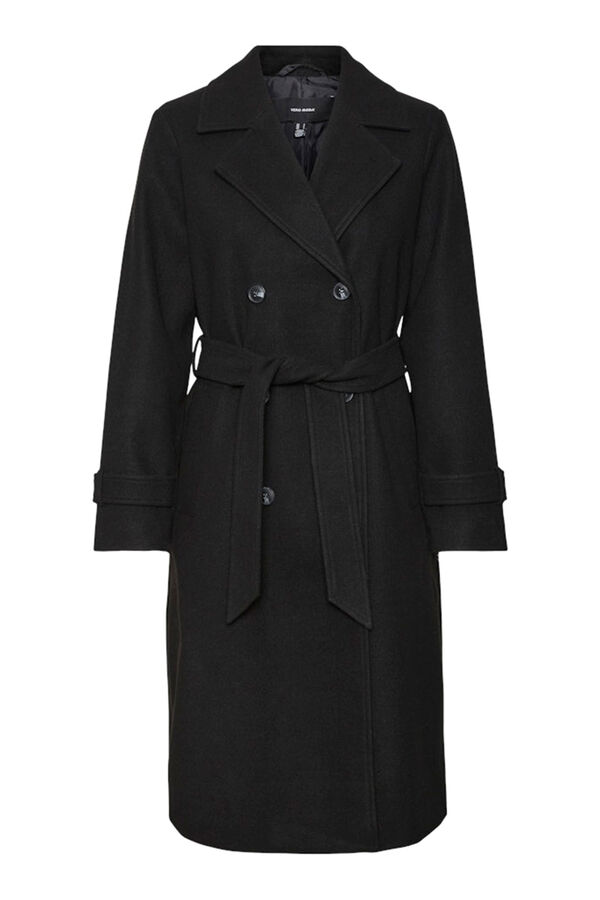 Vero Moda Abrigo de pa&ntilde;o manga larga Negro