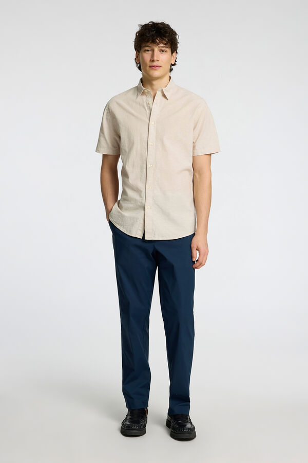 Selected Camisa de manga curta de linho Cinzento