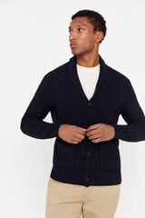 Cortefiel Cardigan con lana estructura cierre botones Azul marino