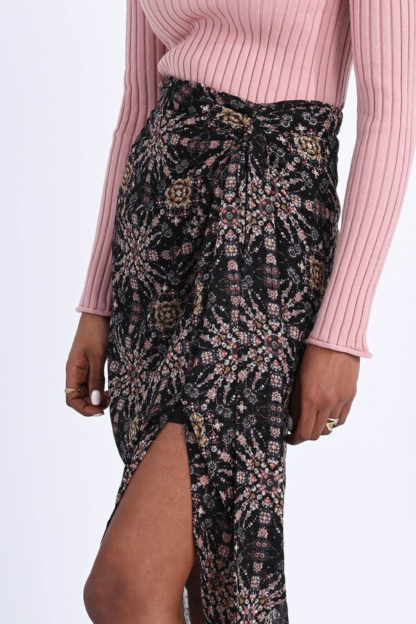 Molly Bracken Falda larga estampada con abertura Negro