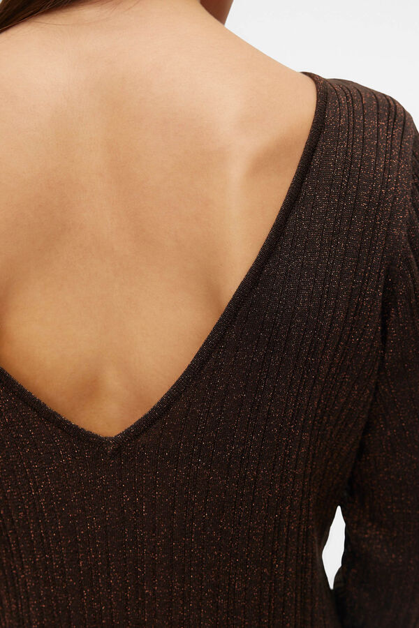 Vero Moda Vestido midi de punto con l&uacute;rex Marr&oacute;n oscuro