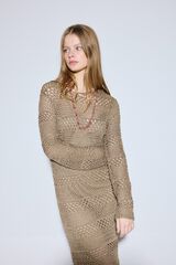 Slowlove Vestido de malha com franjas Amarelo