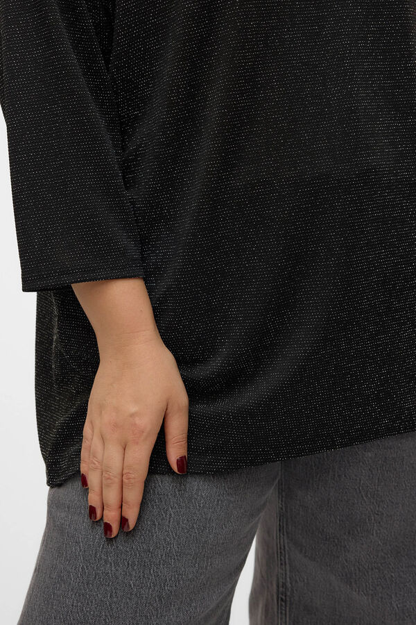 Vero Moda Curve Jersey cuello pico l&uacute;rex talla grande Negro