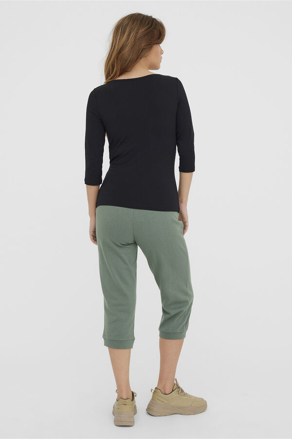 Vero Moda Camiseta de manga tres cuartos con escote barco Negro