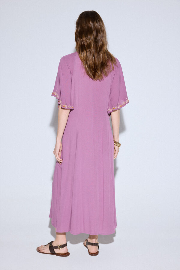 Slowlove Vestido manga capa bordado Morado
