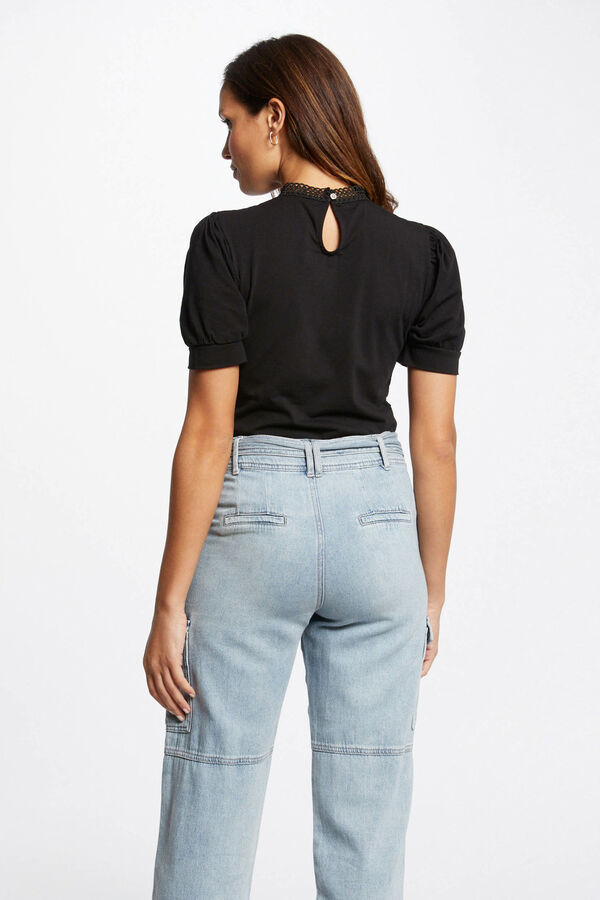 Morgan Camiseta manga corta cuello alto Negro