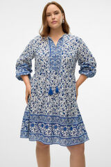 Vero Moda Curve Vestido corto de manga larga abullonada talla grande Estampado blanco