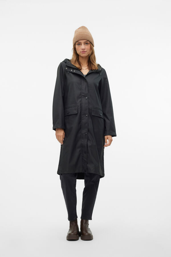 Vero Moda Imperme&aacute;vel midi com capuz Preto