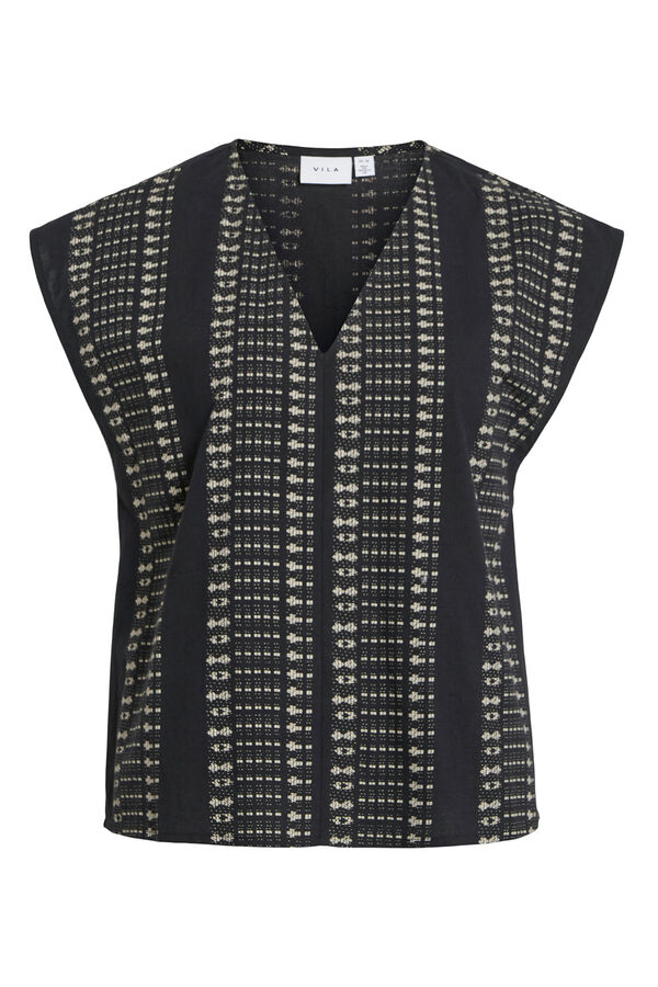 Vila Top de manga curta estampado em algodão orgânico Preto