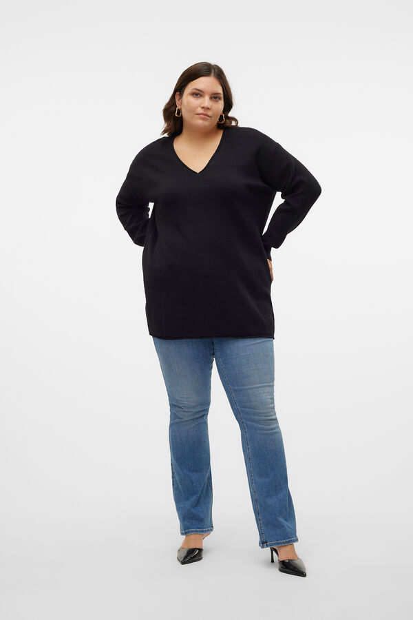 Vero Moda Curve Suéter de manga comprida malha plus size Preto