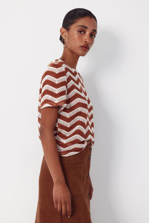 Cortefiel Crochet superior em zigue-zague Castanho