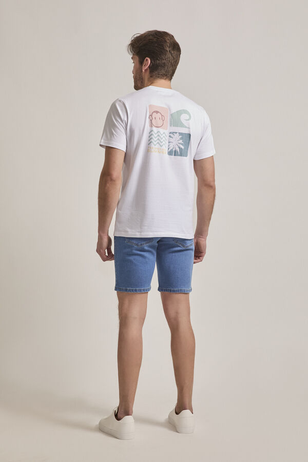 Street Monkey Camiseta manga curta da moda Branco