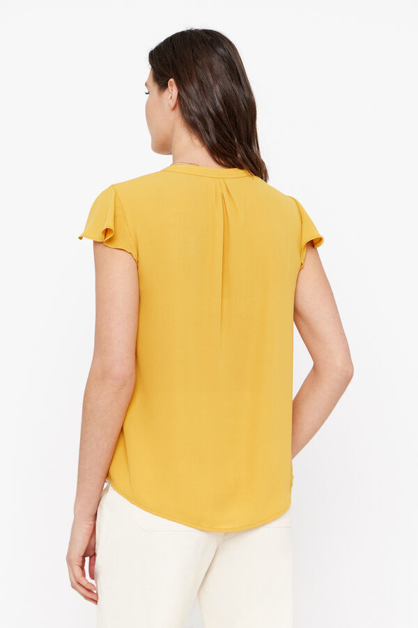 Cortefiel Blusa fluida decote em bico Dourado