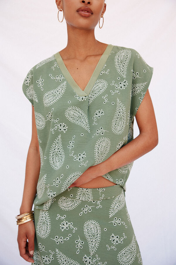 Cortefiel Blusa com detalhe canelado Verde