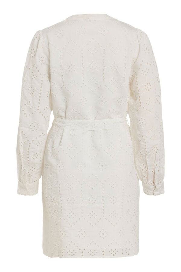 Vila Vestido curto de renda inglesa Branco