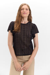 Cortefiel Top de punto con manga volante Negro