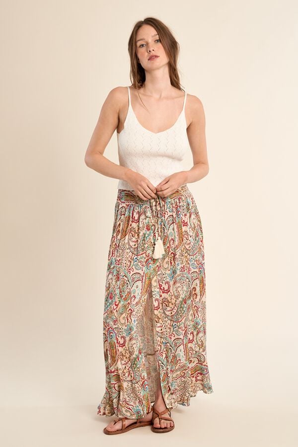 Molly Bracken Saia comprida estampada com la&ccedil;ada Multicolorido