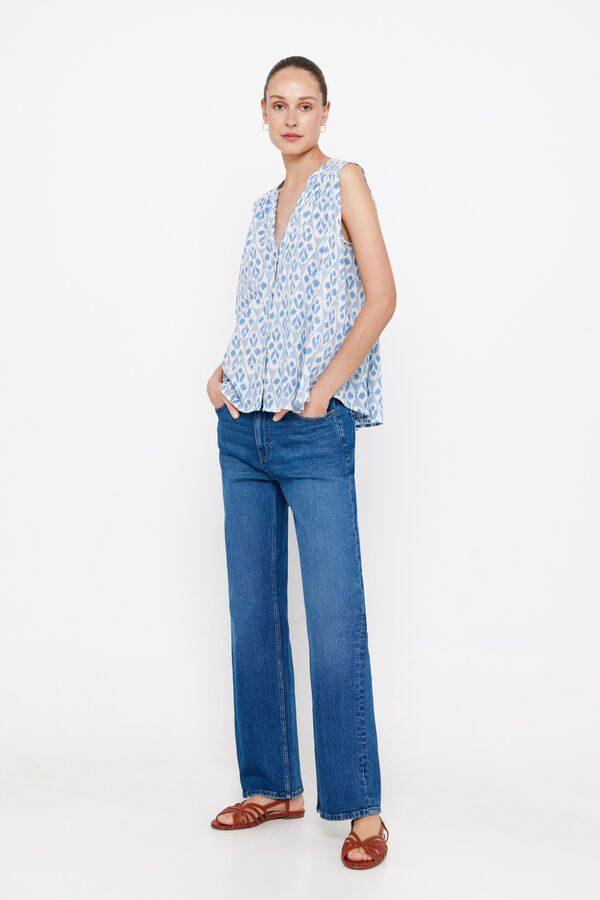 Cortefiel Camisa estampada algod&oacute;n Estampado azul