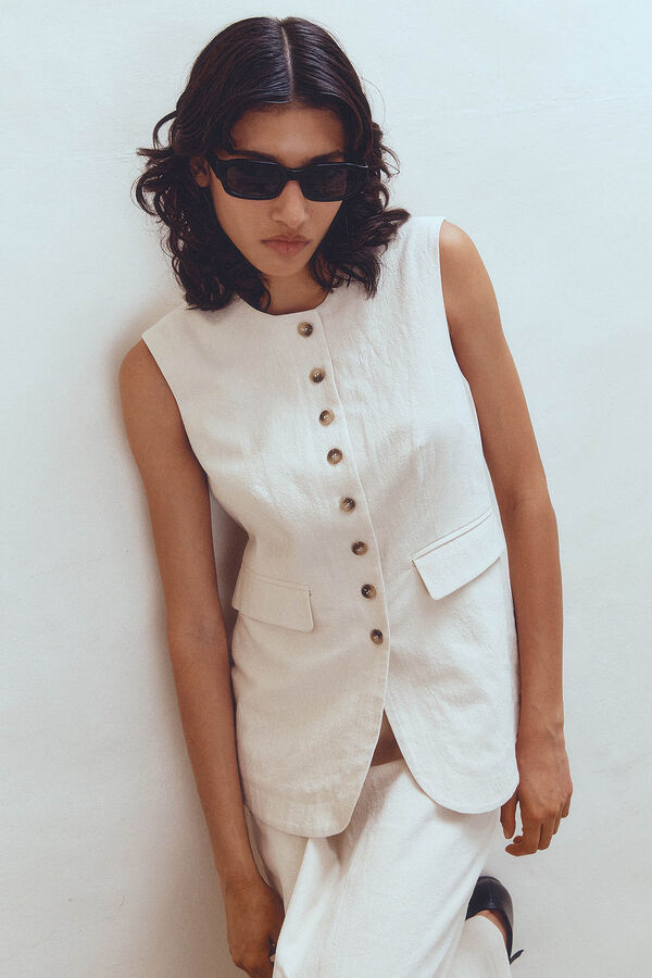 Selected Femme Top/ Colete abotoado Cinzento