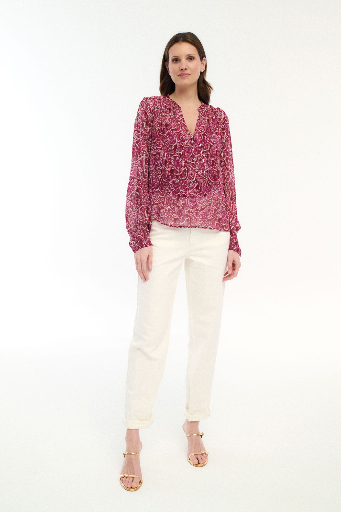 Vila Blusa de manga larga estampada con l&uacute;rex