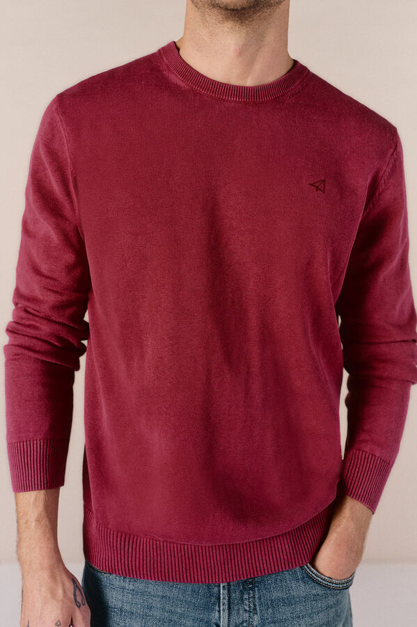 OOTO Jersey cuello redondo algod&oacute;n lavado Granate