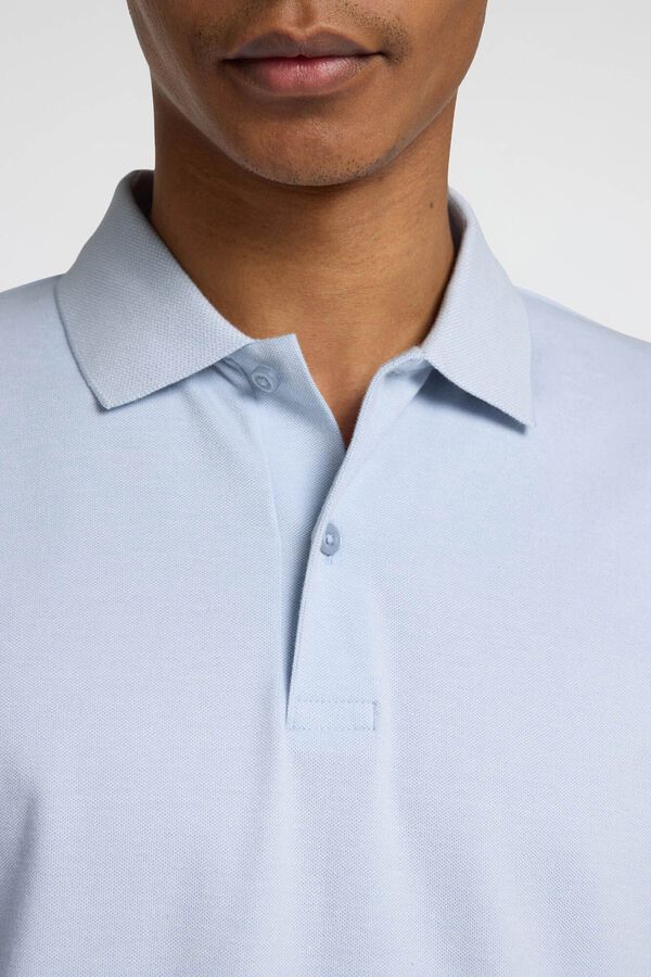 Selected Polo Slim Fit de manga curta confeccionada em algodão orgânico Azul