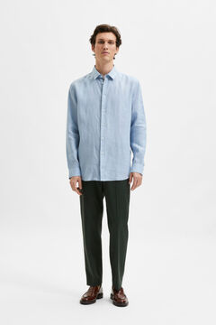 Cortefiel Camisa de hombre 100% lino Regular Fit Azul